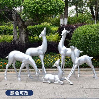 玻璃鋼純色梅花鹿雕塑，顏色可改