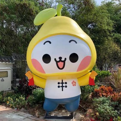 玻璃鋼鴨梨公仔，卡通植物公仔雕塑