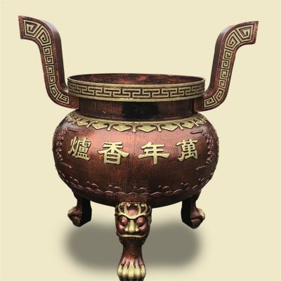 家用銅雕上香祈福鼎，香爐雕塑