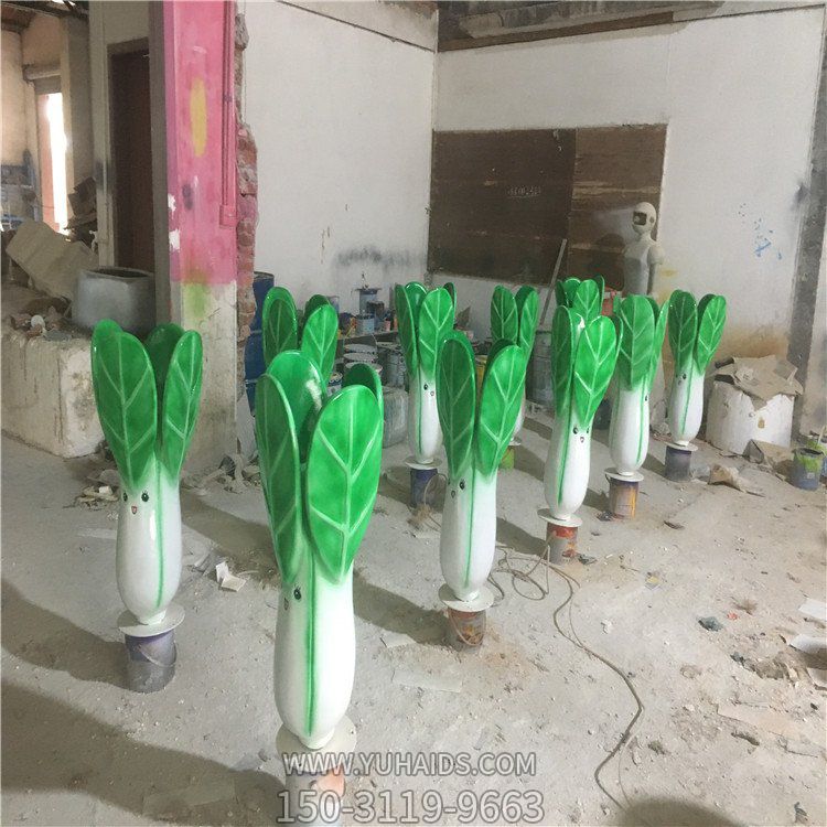玻璃鋼卡通小油菜，仿真植物雕塑