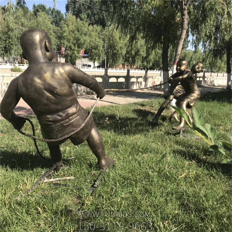 拔河，玻璃鋼民俗生活場(chǎng)景雕塑
