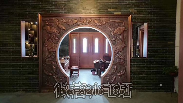 蓮蓮有魚銅浮雕，室內(nèi)裝飾拱門浮雕畫