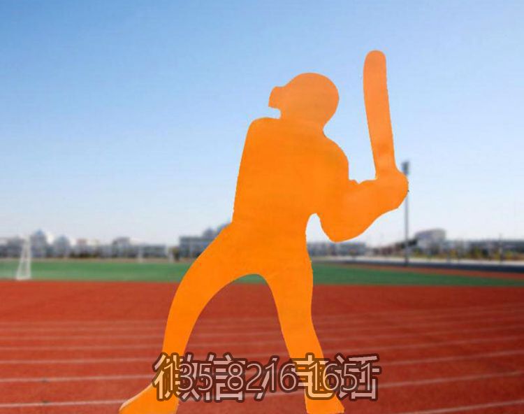 校園廣場(chǎng)不銹鋼剪影抽象打棒球的抽象人物雕塑