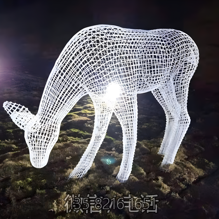 公園戶外不銹鋼金屬鏤空編織動(dòng)物擺件抽象小鹿雕塑 公園戶外不銹鋼金屬鏤空編織動(dòng)物擺件抽象小鹿雕塑