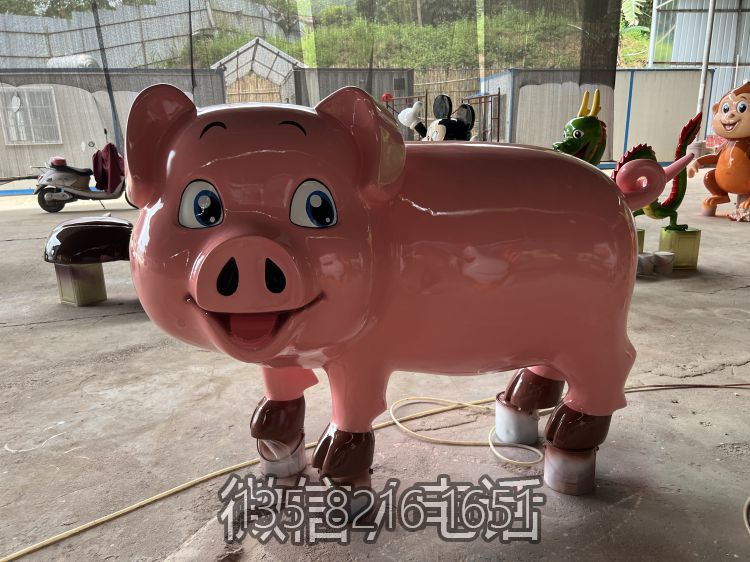 庭院景觀裝飾擺件玻璃鋼卡通動(dòng)物十二生肖豬雕塑