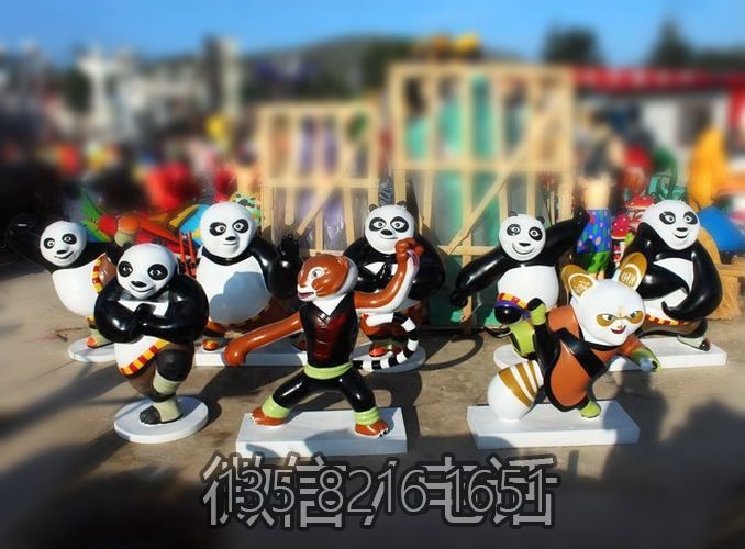 商場(chǎng)景觀小品裝飾擺件玻璃鋼卡通動(dòng)物功夫熊貓系列雕塑擺件
