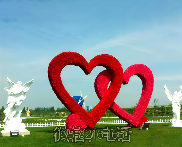 玻璃鋼植絨愛(ài)心造型打卡雕塑