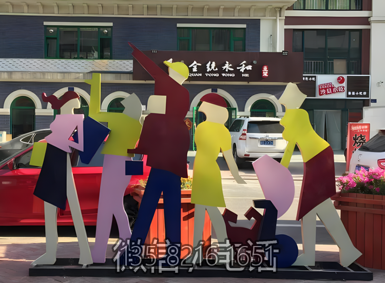 不銹鋼剪影購(gòu)物主題人物雕塑