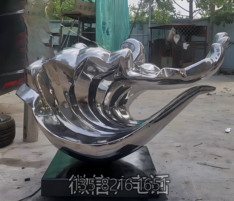 海浪浪花雕塑-海邊個(gè)性創(chuàng)意不銹鋼鏡面海浪浪花雕塑