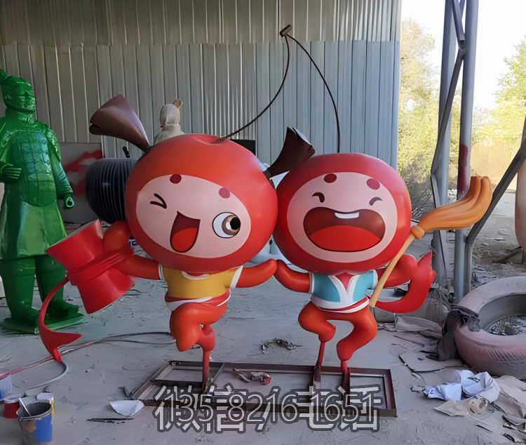 玻璃鋼卡通蘋(píng)果雕塑