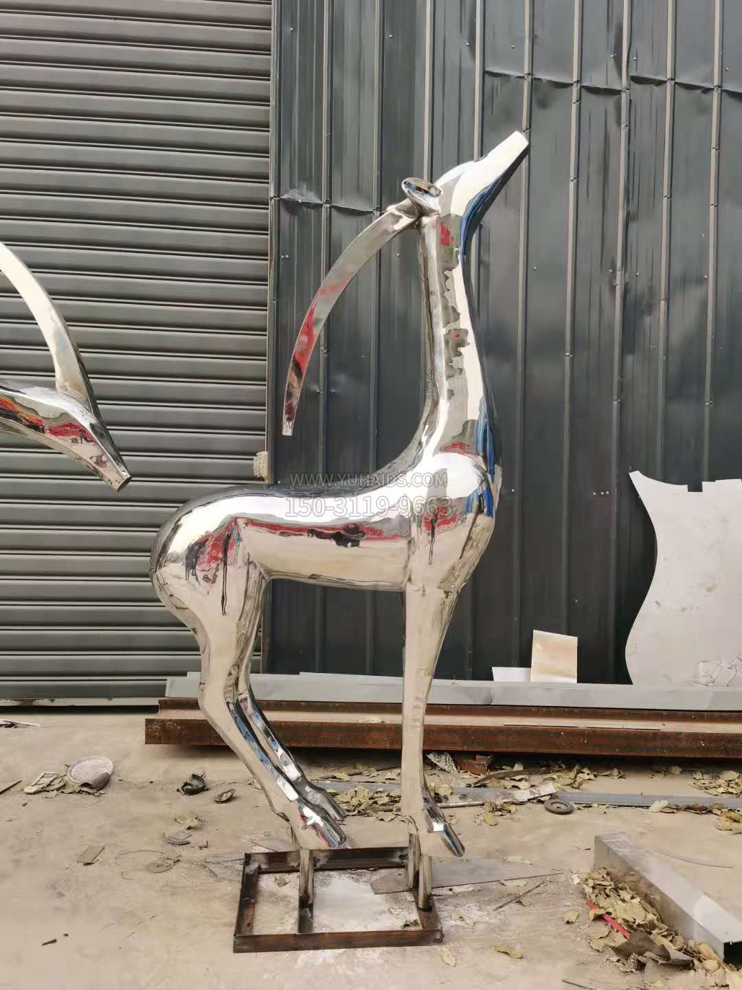 C款，站姿昂頭不銹鋼鹿，靜態(tài)