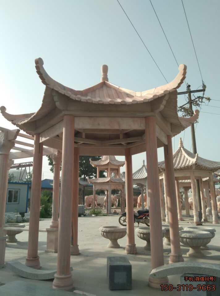 晚霞紅單層、單檐、加厚、六角涼亭